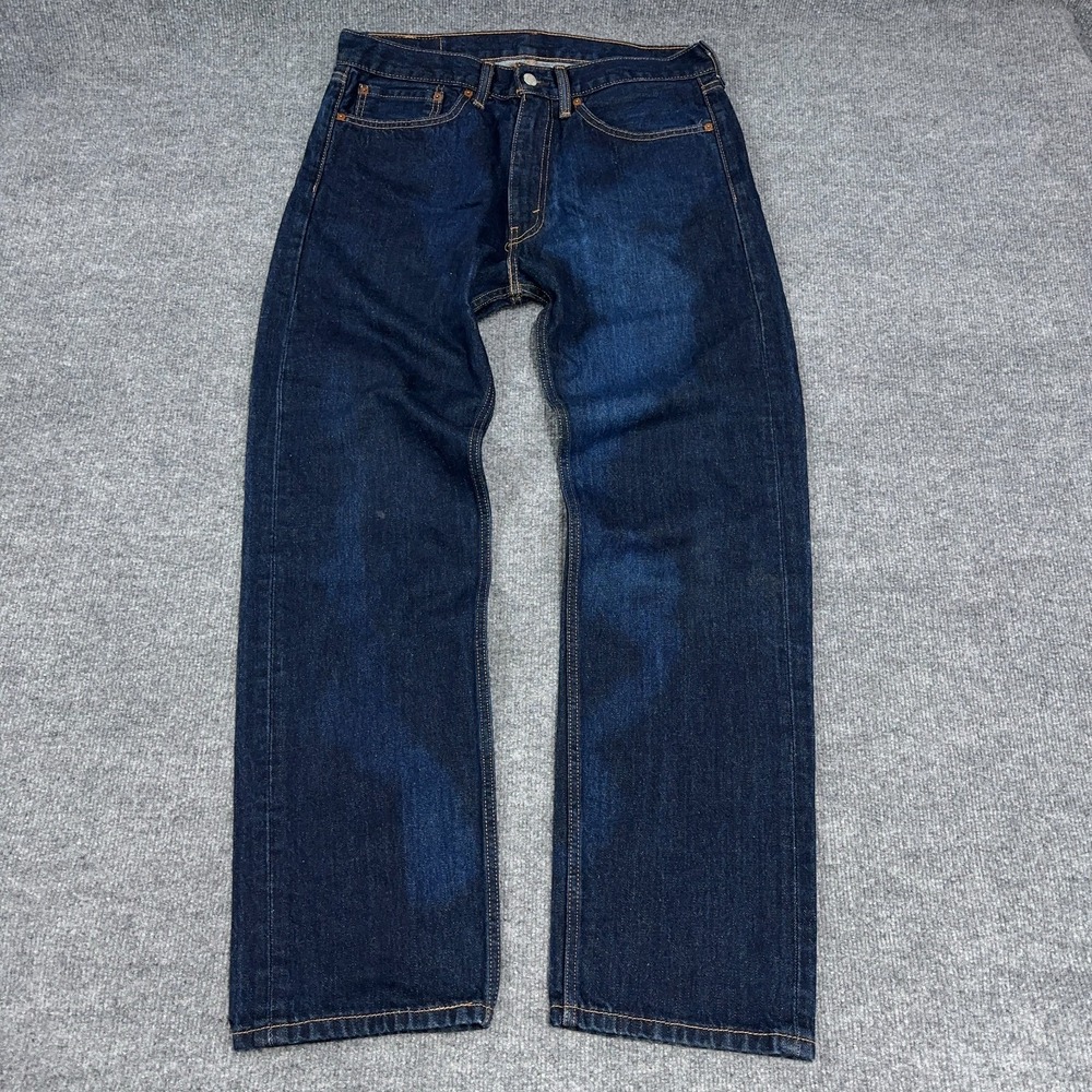Levis 505 Jean Mens 34x32 Dark Wash Denim Regular Straight Faded *READ*